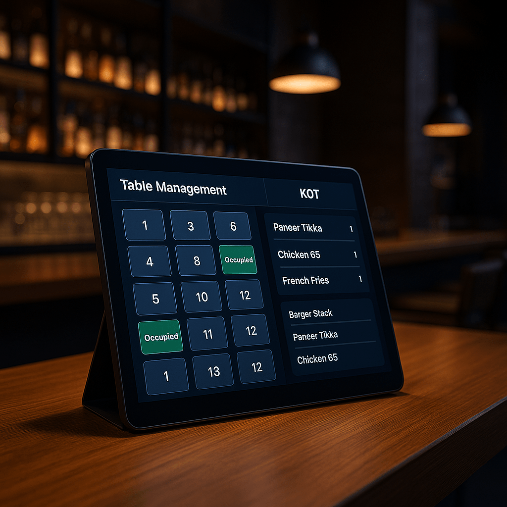 Bar KOT billing screen
